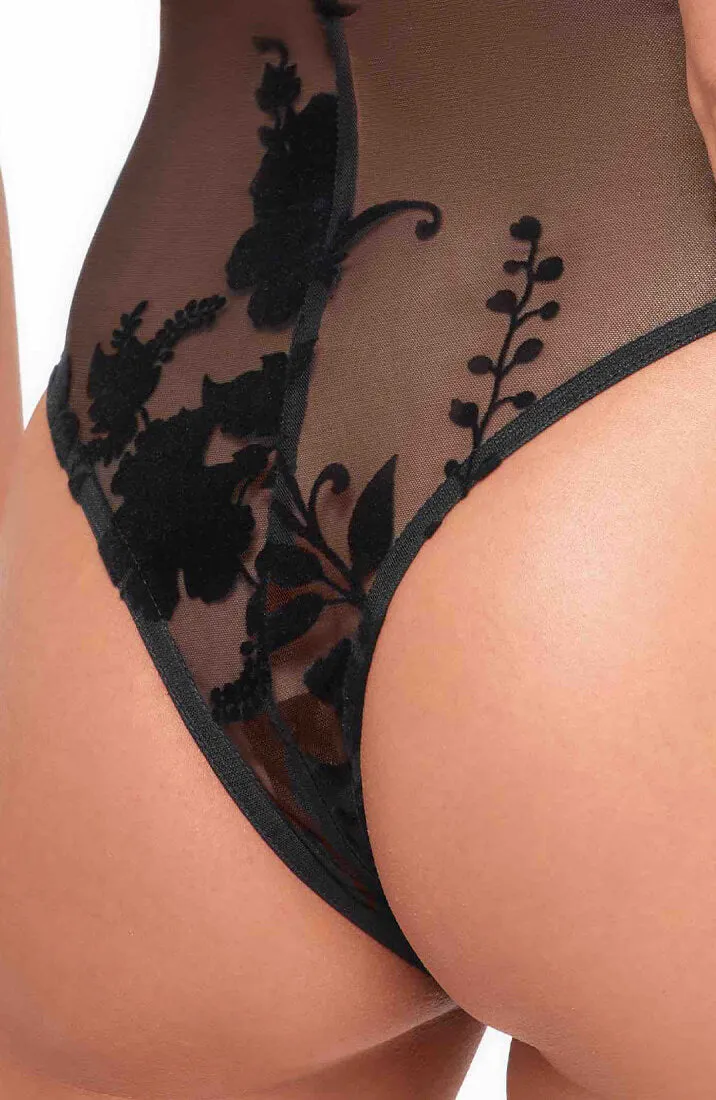 Sheer black mesh halter neck bodysuit - LEGEND!