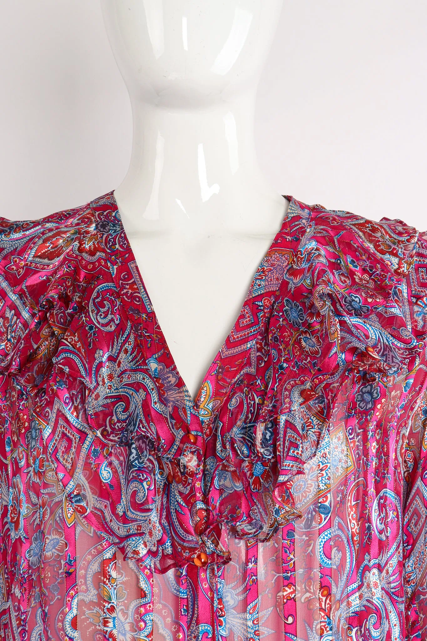 Sheer Floral Ruffle Blouse