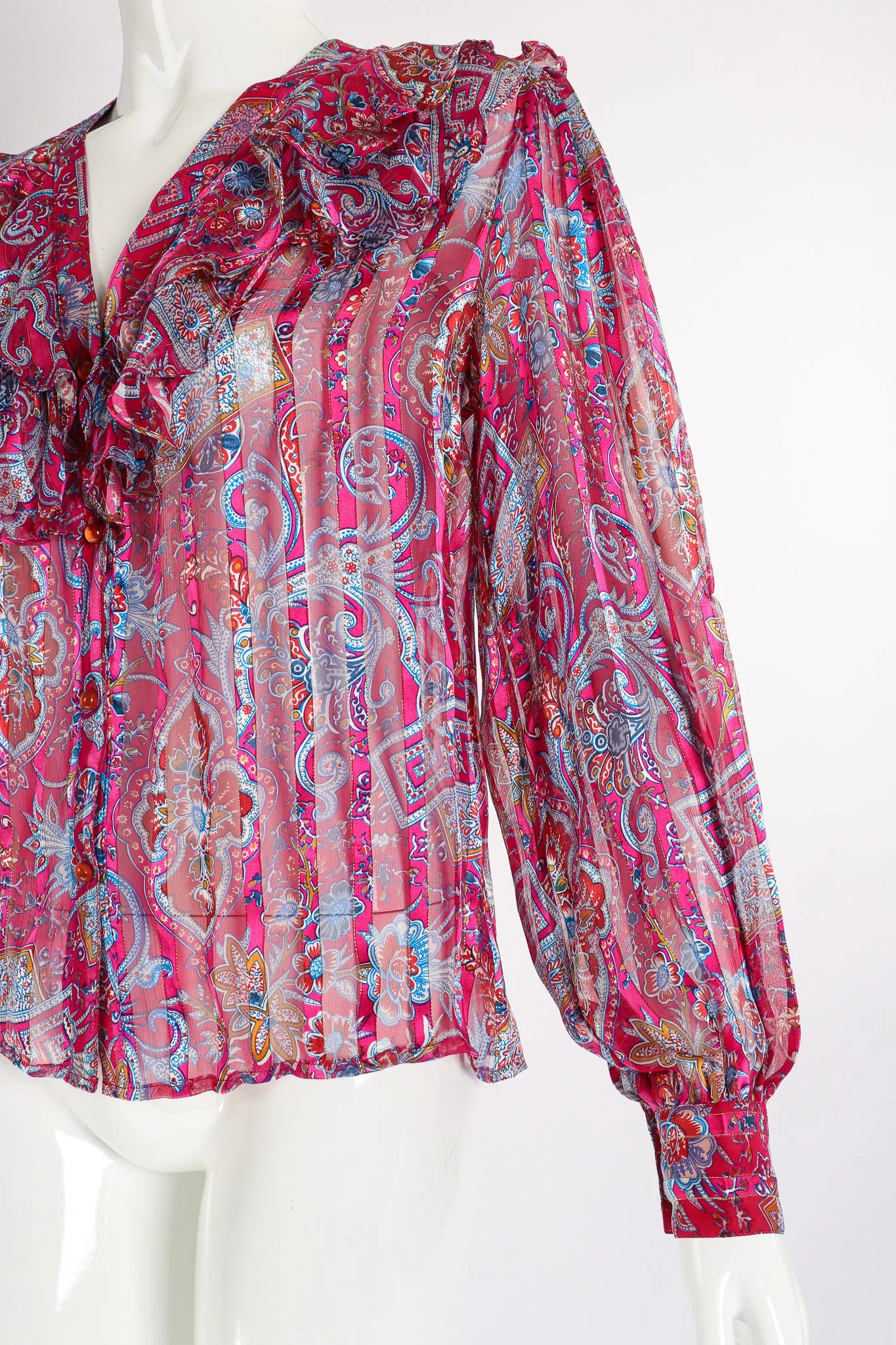 Sheer Floral Ruffle Blouse