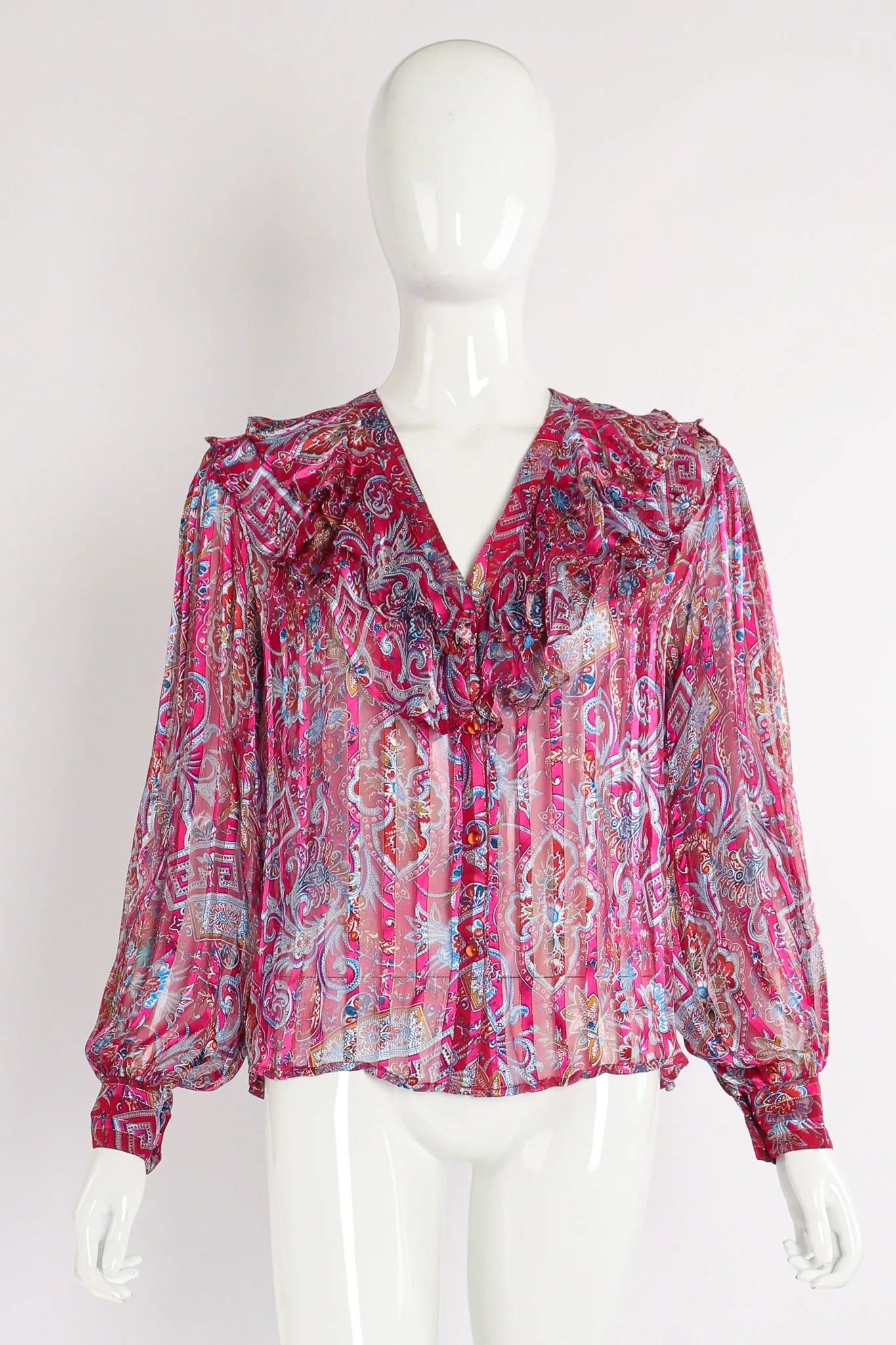 Sheer Floral Ruffle Blouse