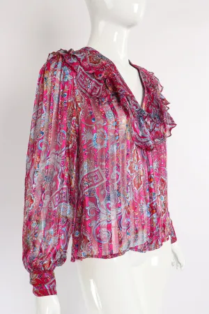 Sheer Floral Ruffle Blouse