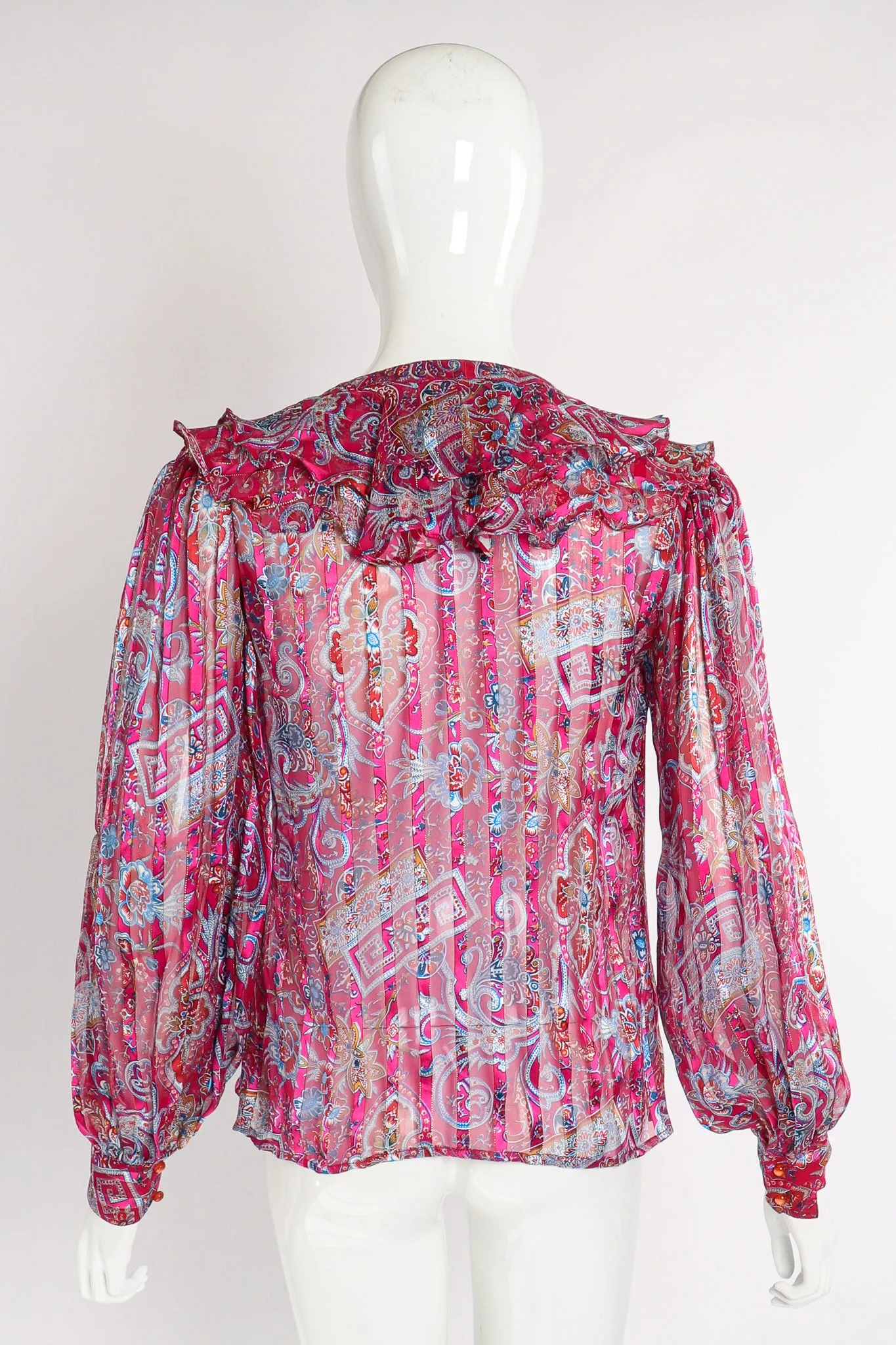 Sheer Floral Ruffle Blouse