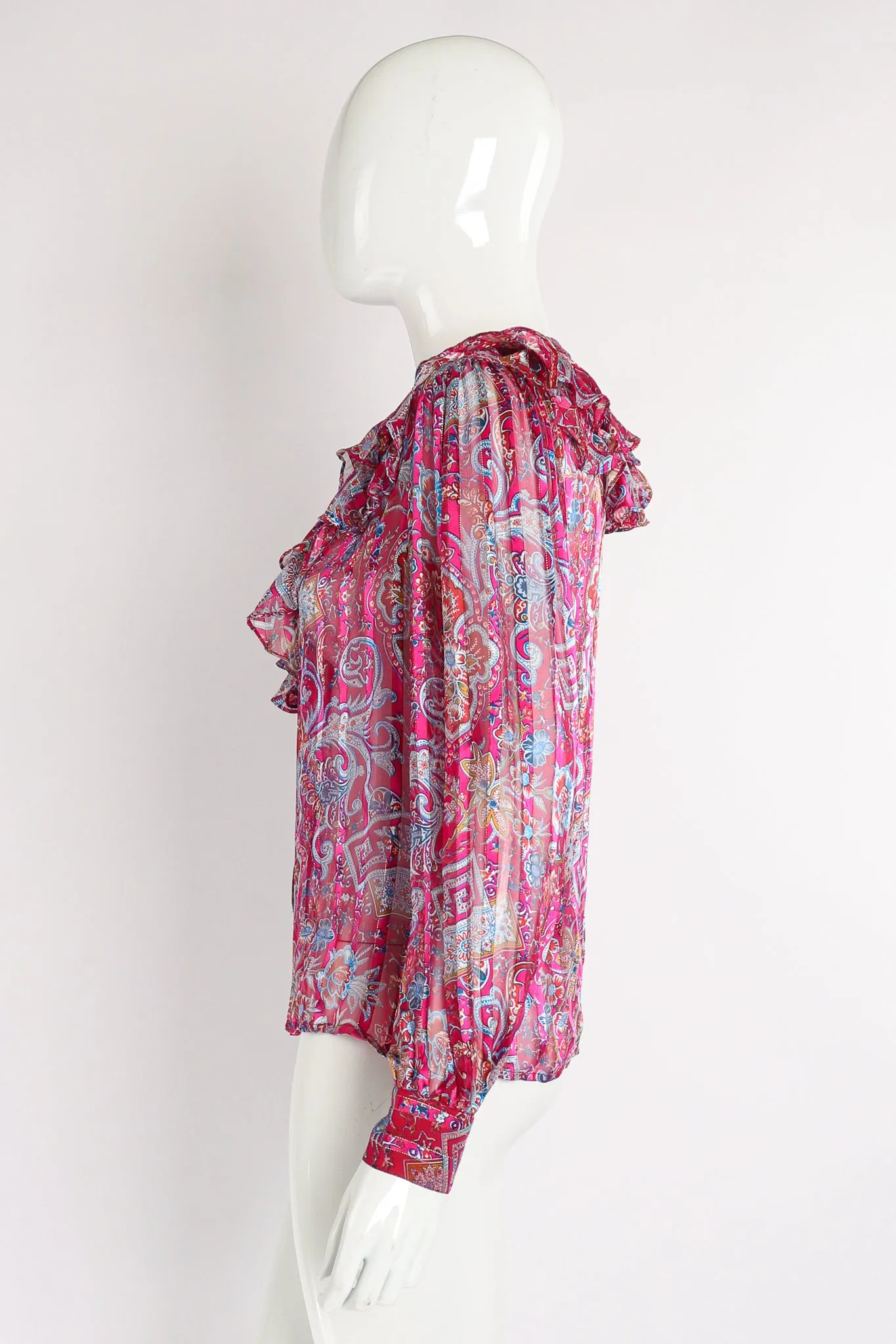 Sheer Floral Ruffle Blouse
