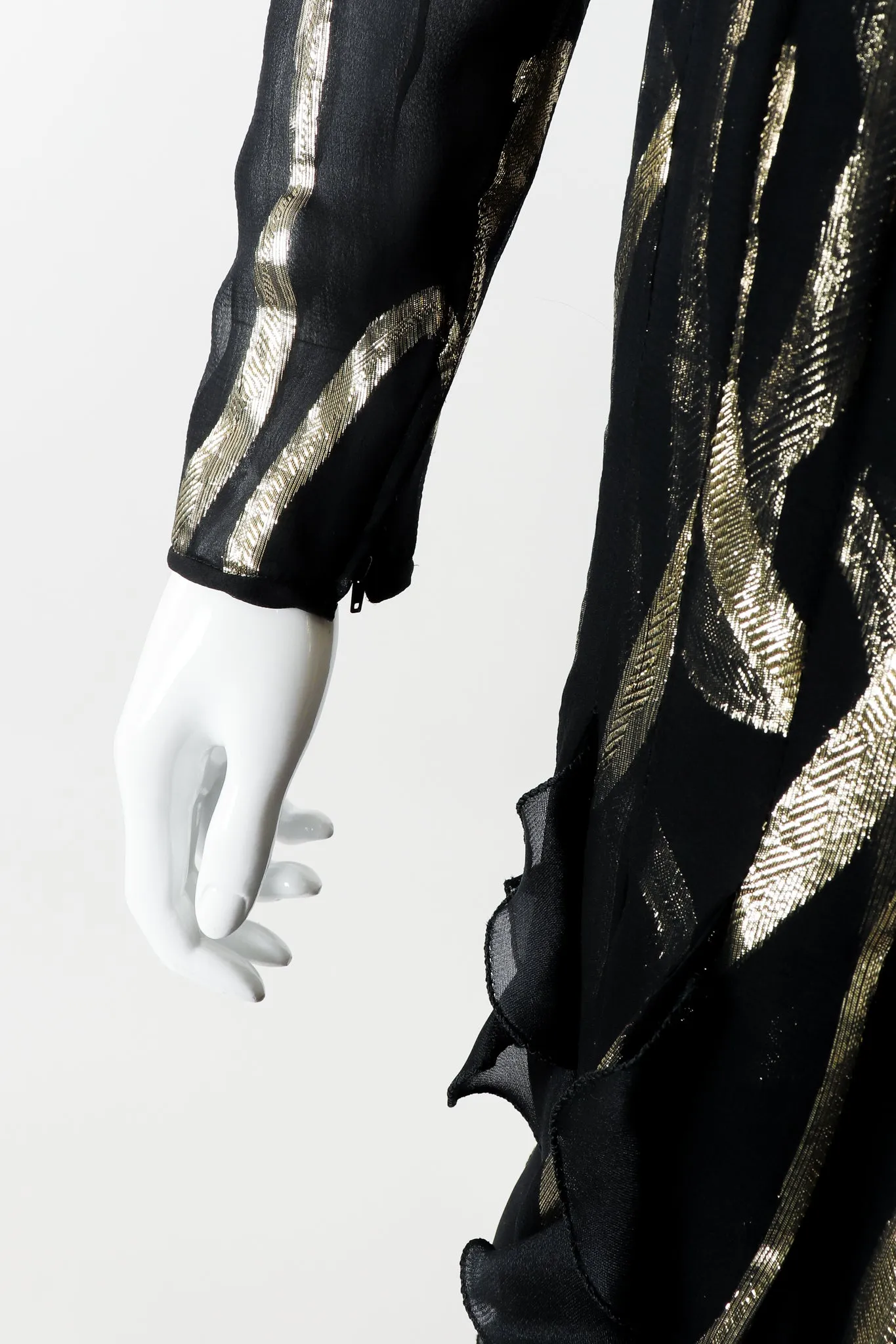 Sheer Lamé Ruffle Dress