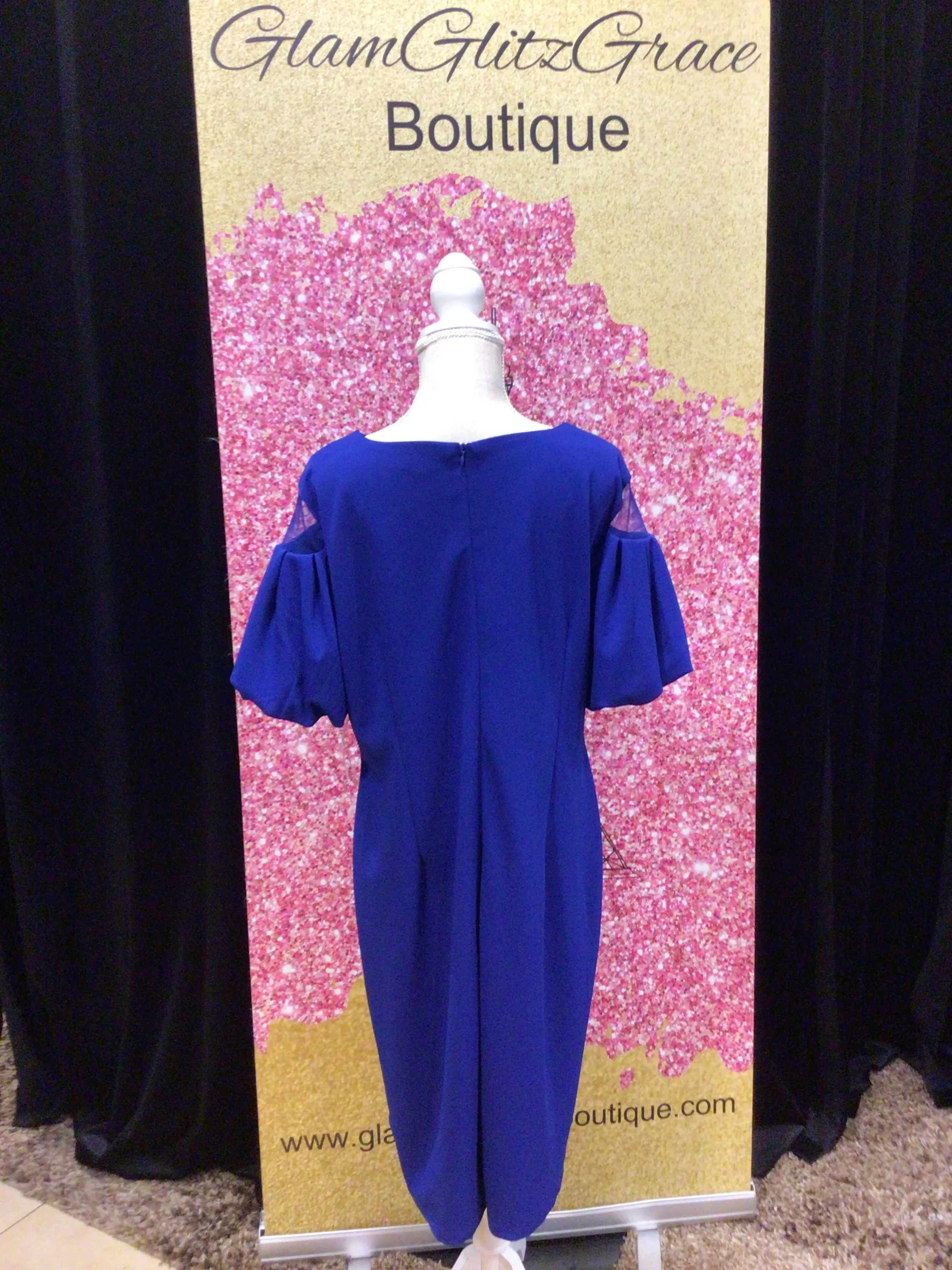 Sheer Mesh Puff Sleeves Long Dress