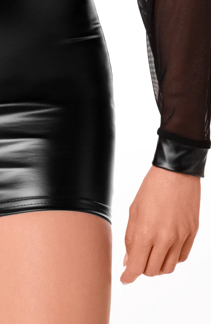 Sheer mesh X wet look dress - Sensual Labyrinth