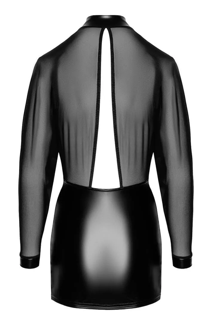 Sheer mesh X wet look dress - Sensual Labyrinth