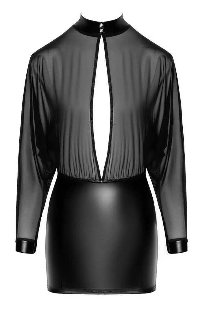 Sheer mesh X wet look dress - Sensual Labyrinth
