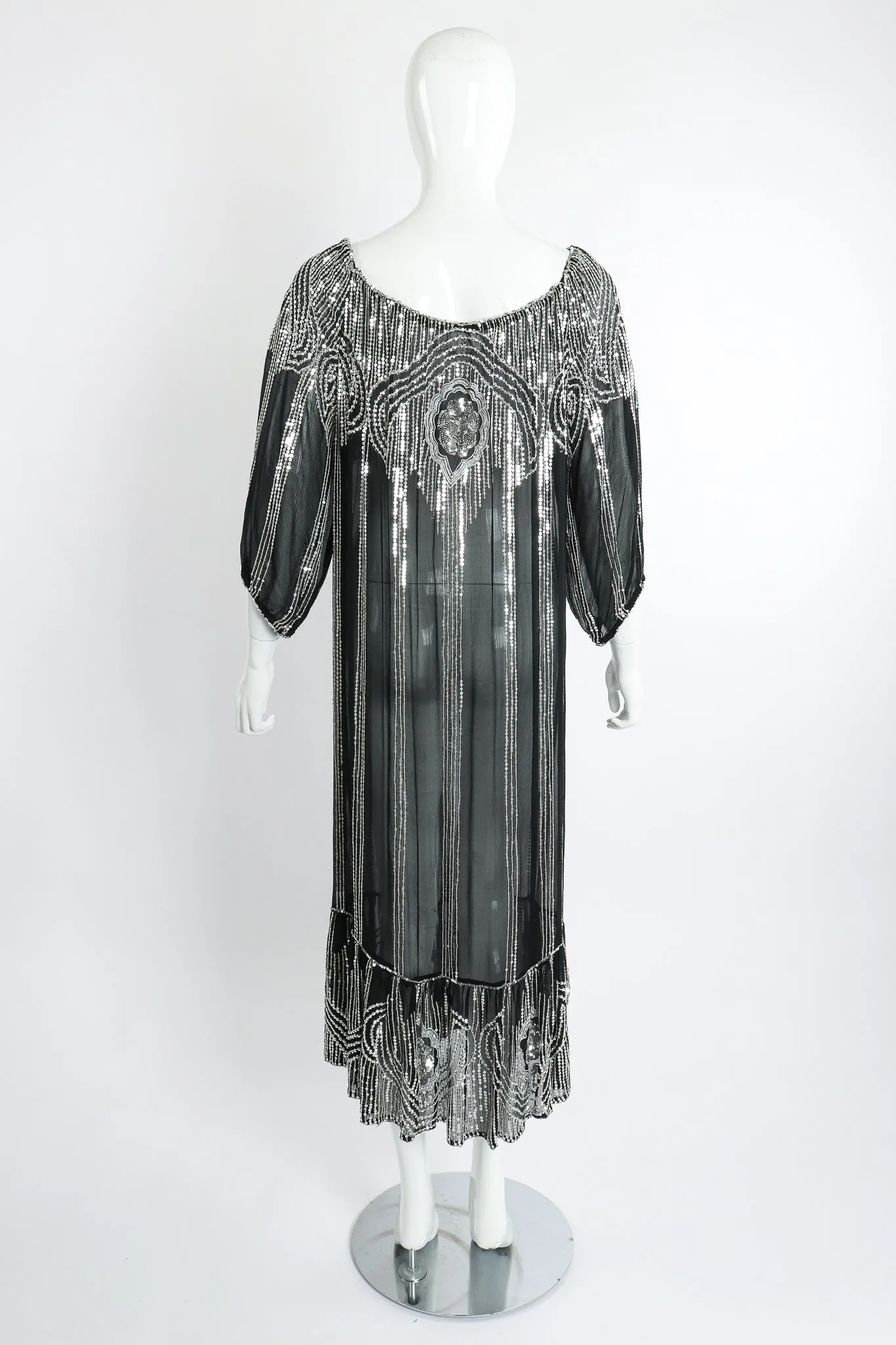 Sheer Sequined Deco Dress