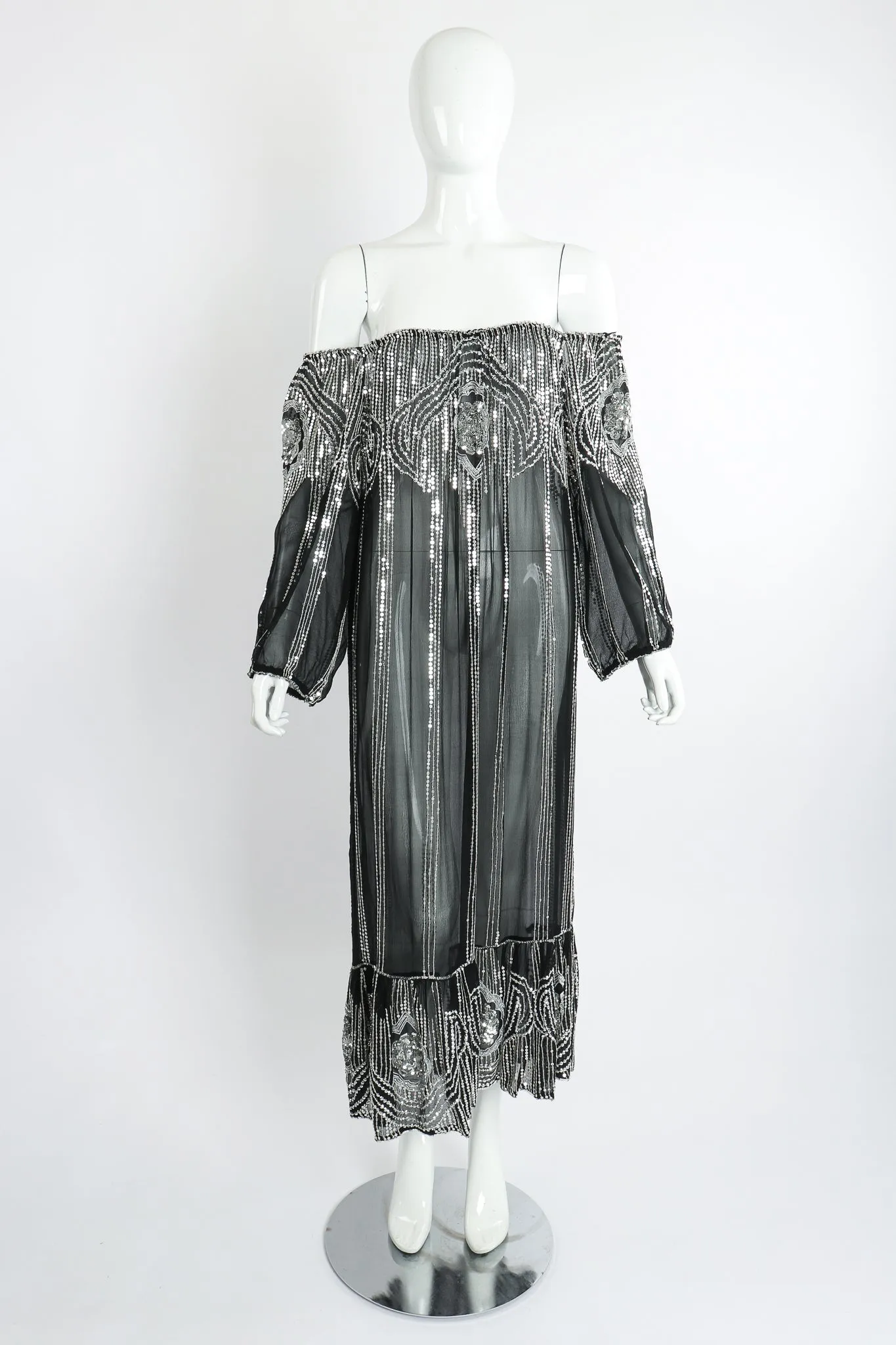 Sheer Sequined Deco Dress