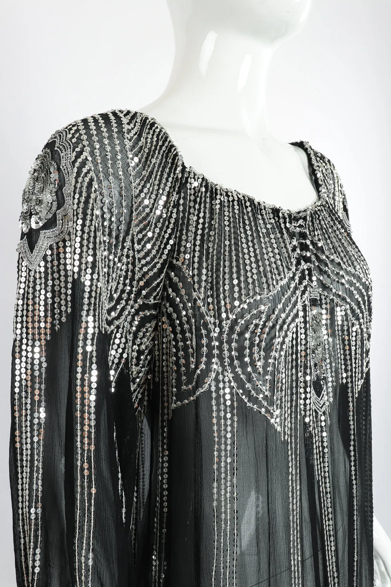 Sheer Sequined Deco Dress