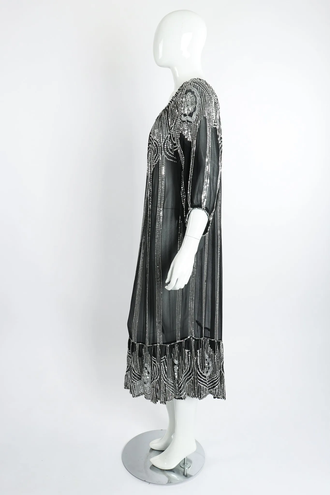 Sheer Sequined Deco Dress