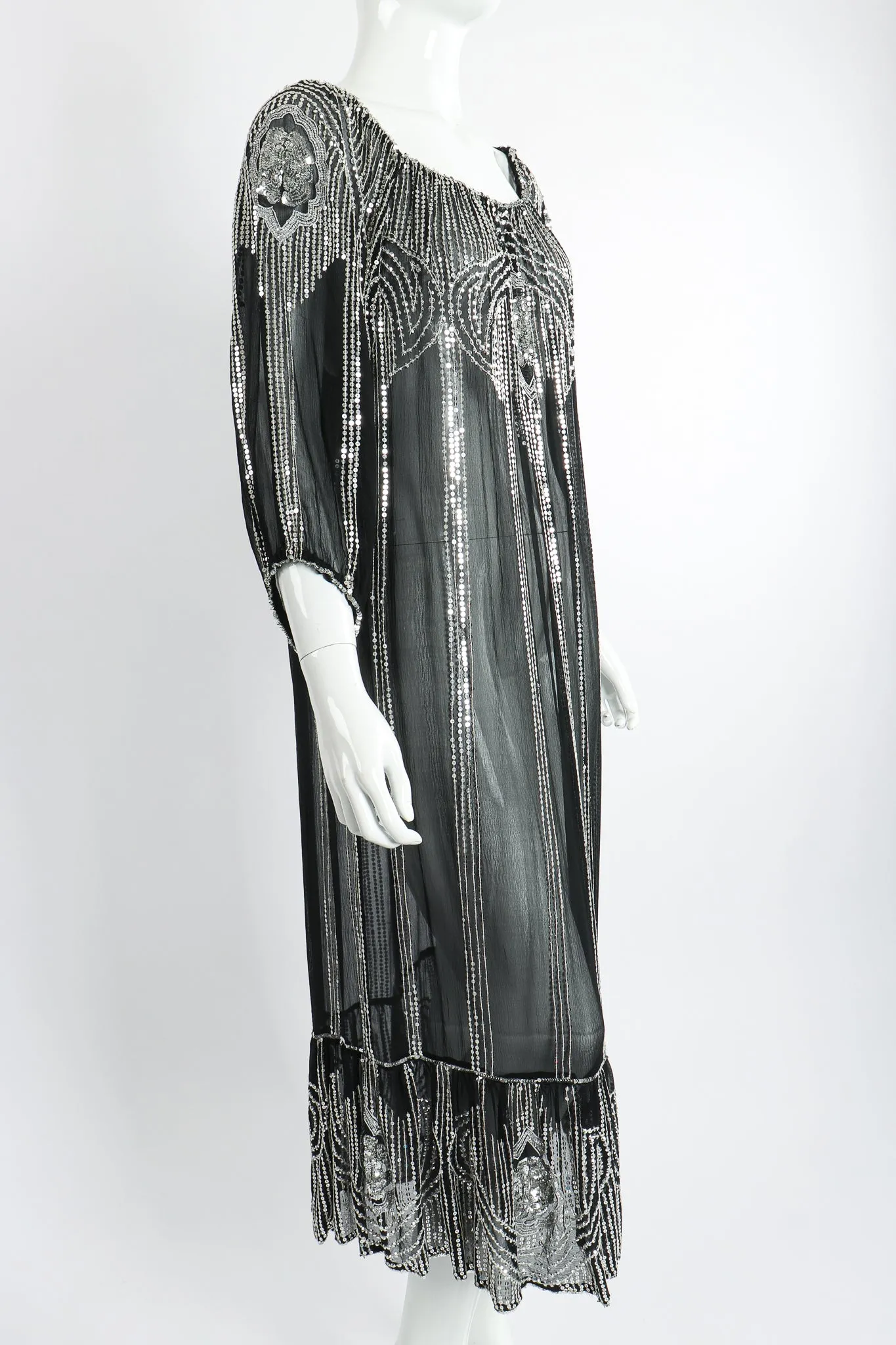 Sheer Sequined Deco Dress