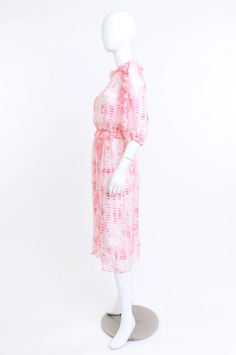 Sheer Silk Floral Ruffle Dress