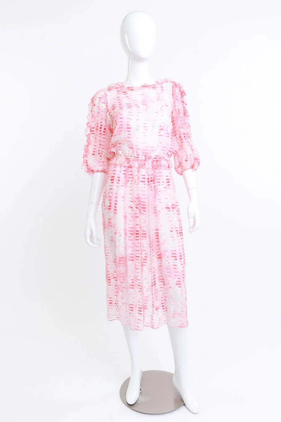 Sheer Silk Floral Ruffle Dress