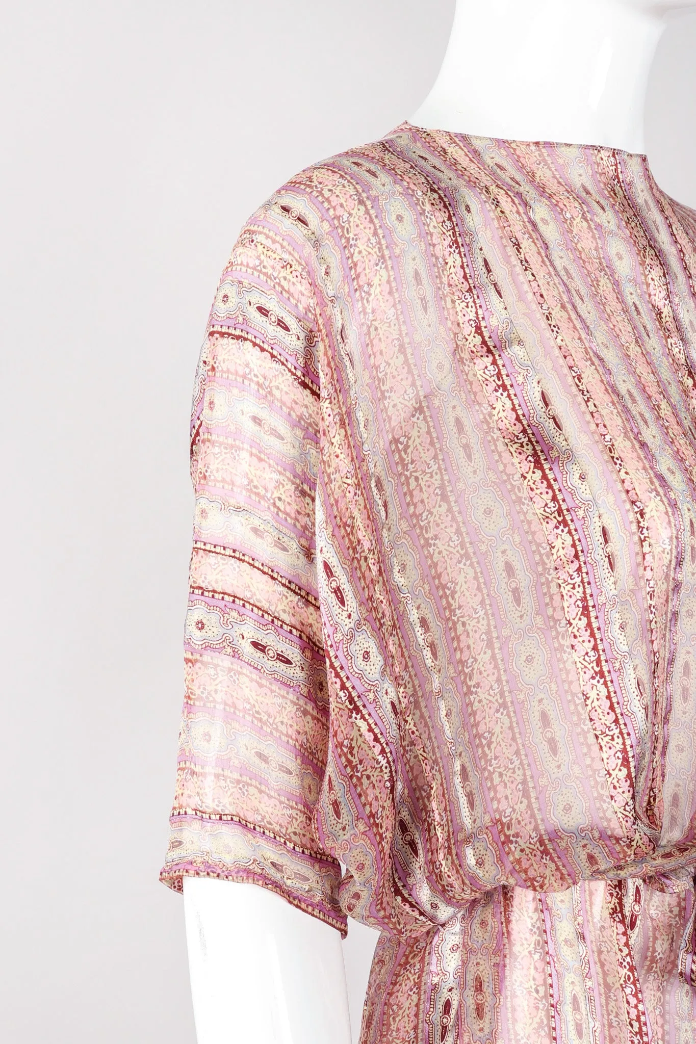 Sheer Striped Silk Dolman Dress