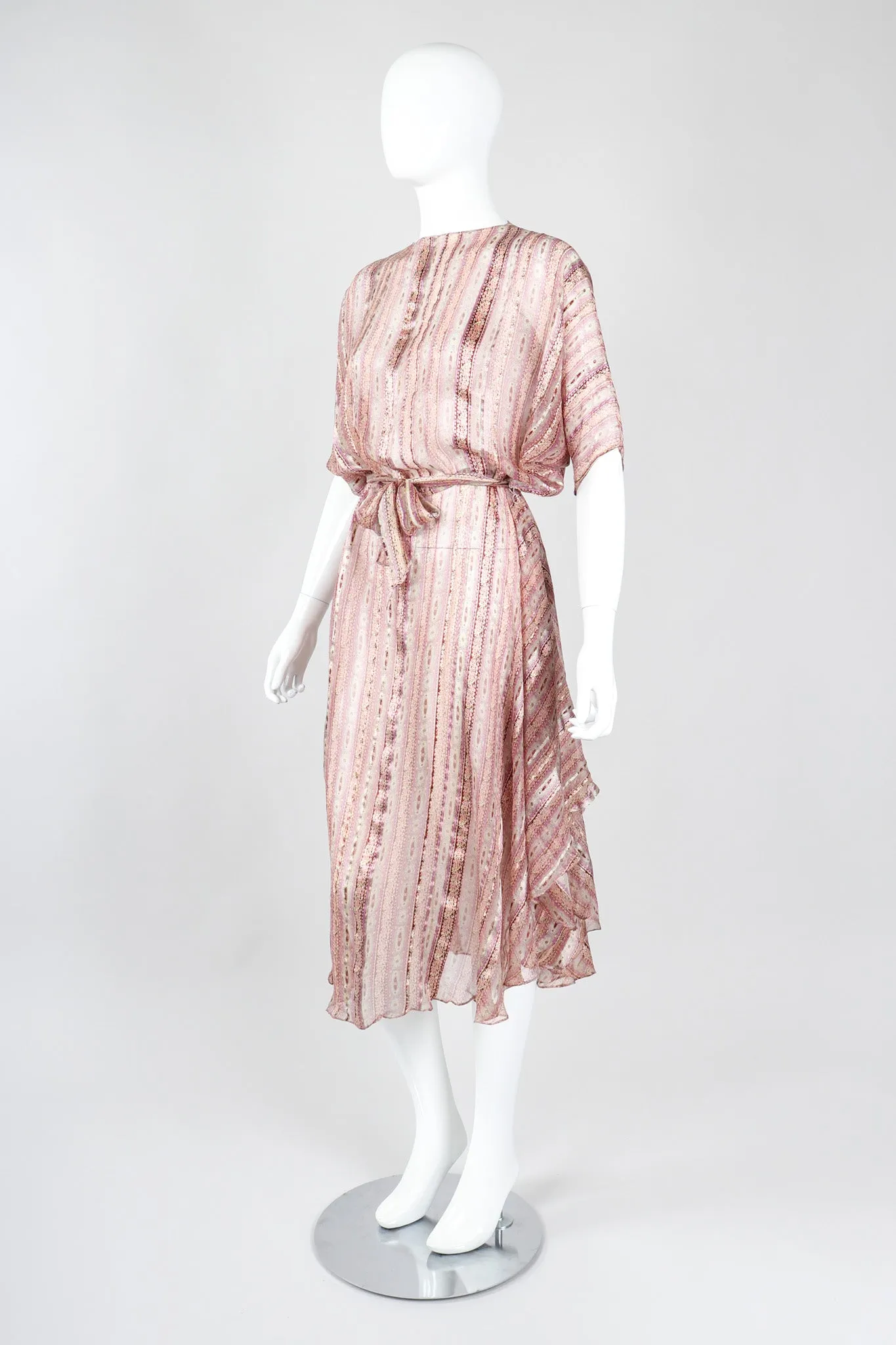 Sheer Striped Silk Dolman Dress