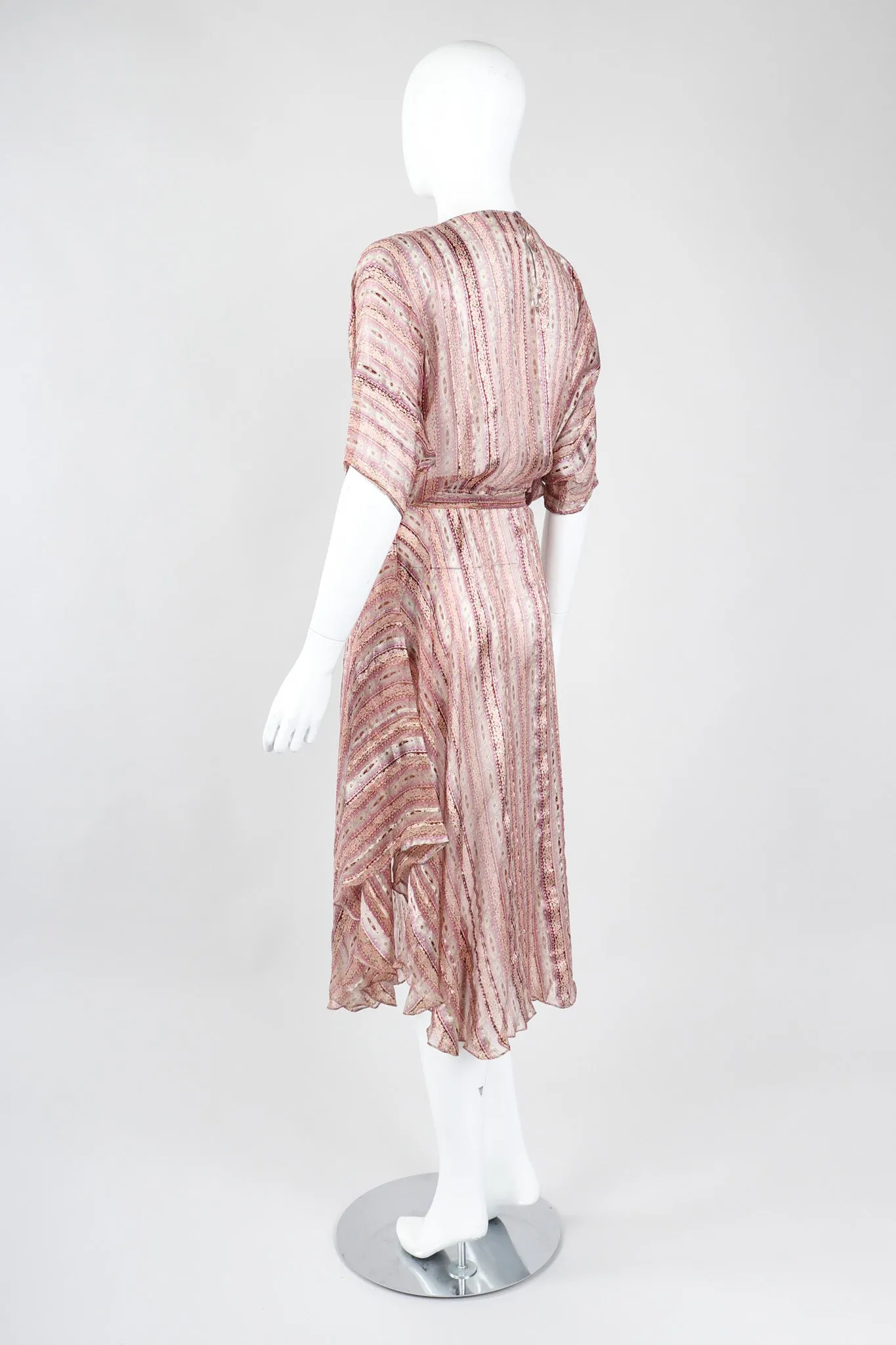 Sheer Striped Silk Dolman Dress