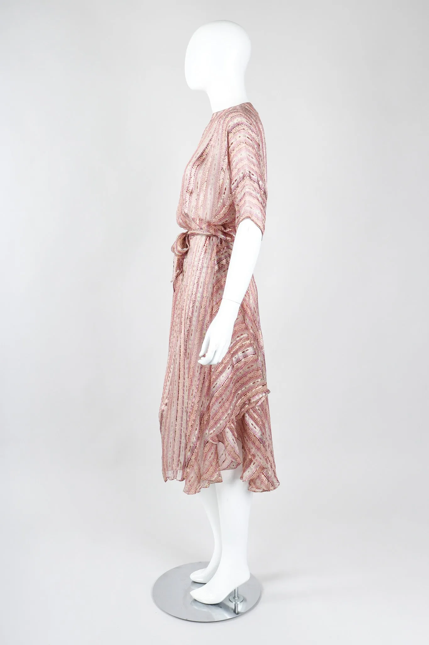 Sheer Striped Silk Dolman Dress