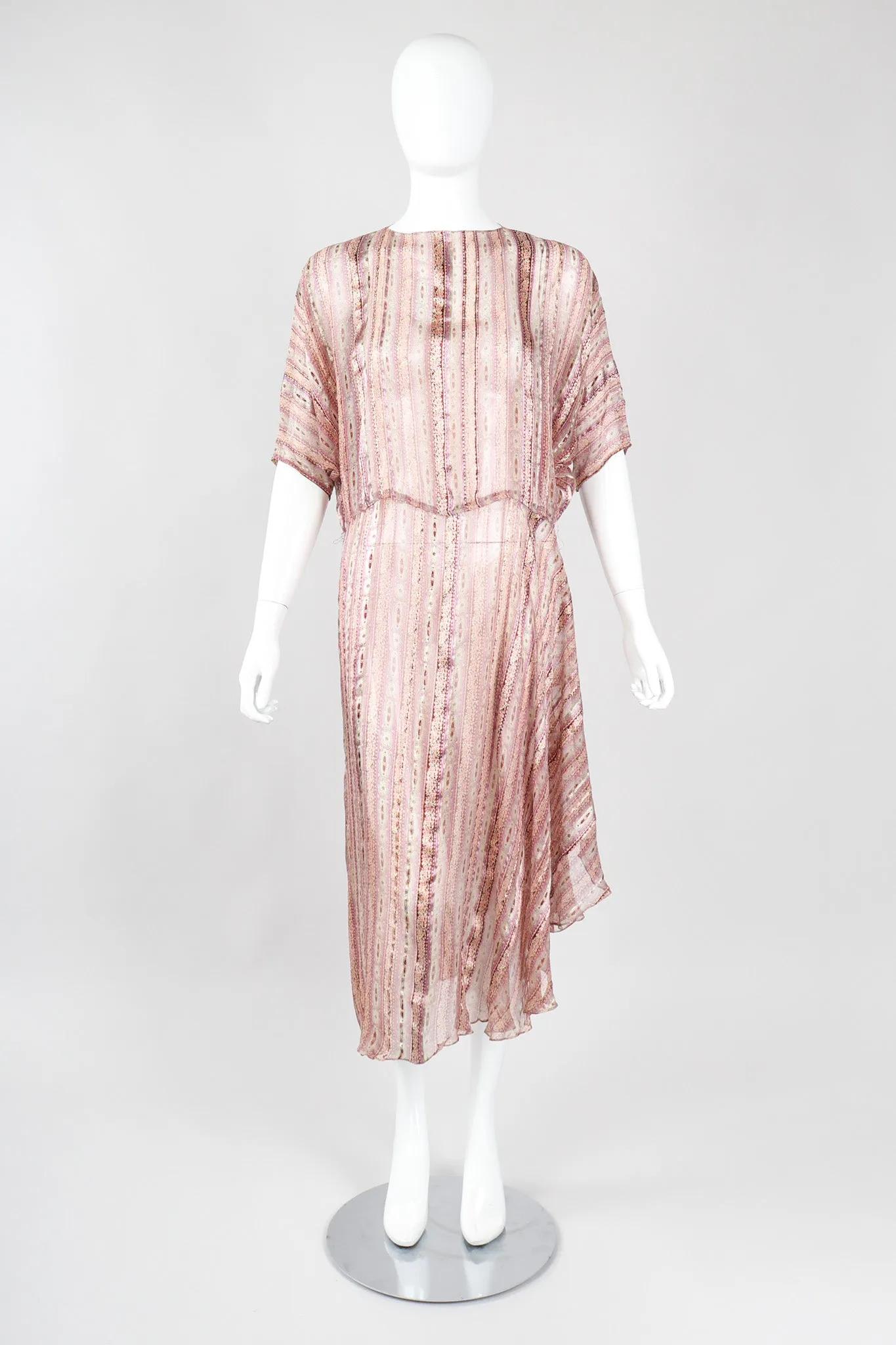 Sheer Striped Silk Dolman Dress