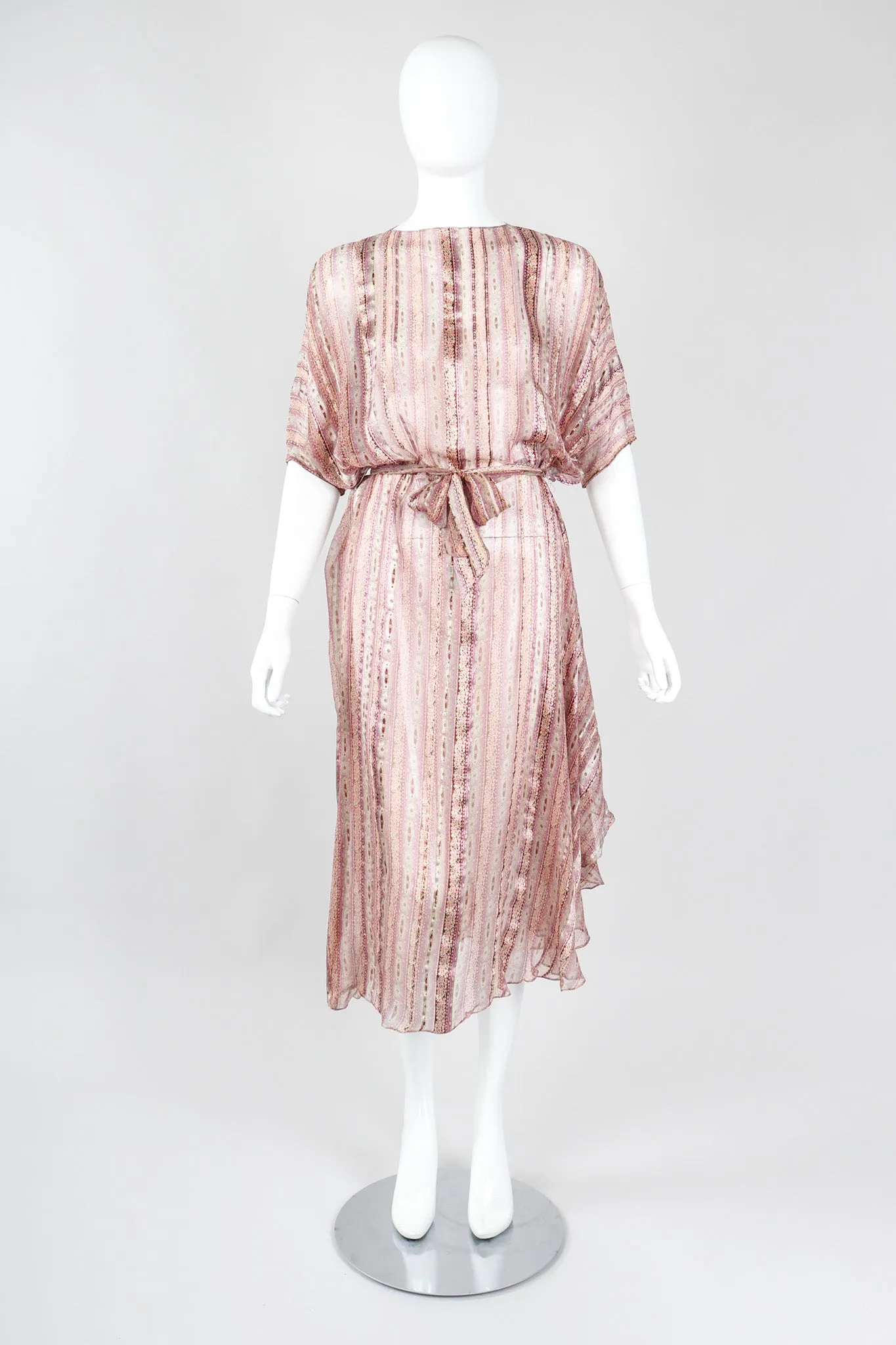 Sheer Striped Silk Dolman Dress