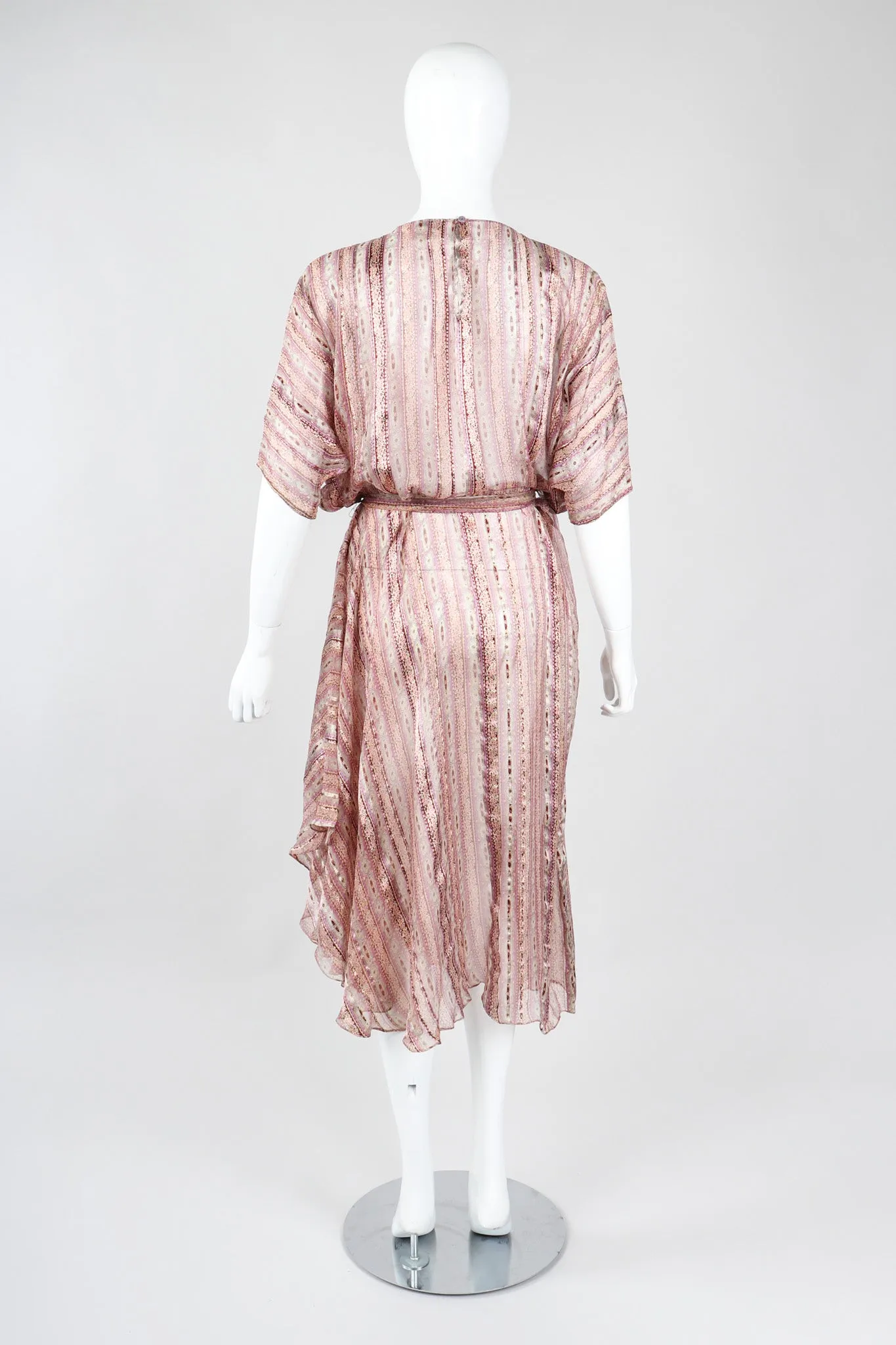 Sheer Striped Silk Dolman Dress