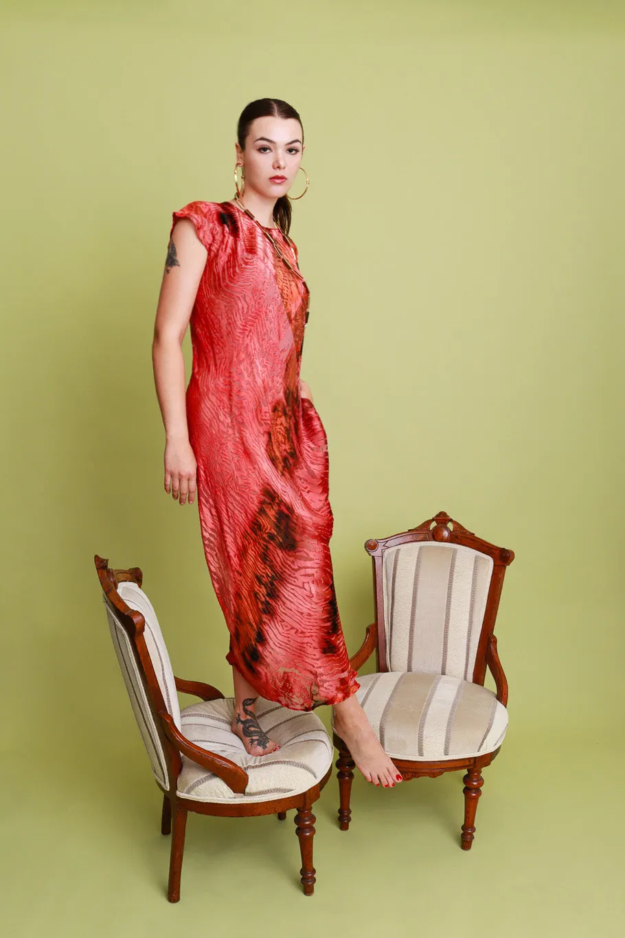 Shibori Silk Burnout Maxi Dress