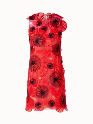 Short Sheath Dress with Poppy Embroidery