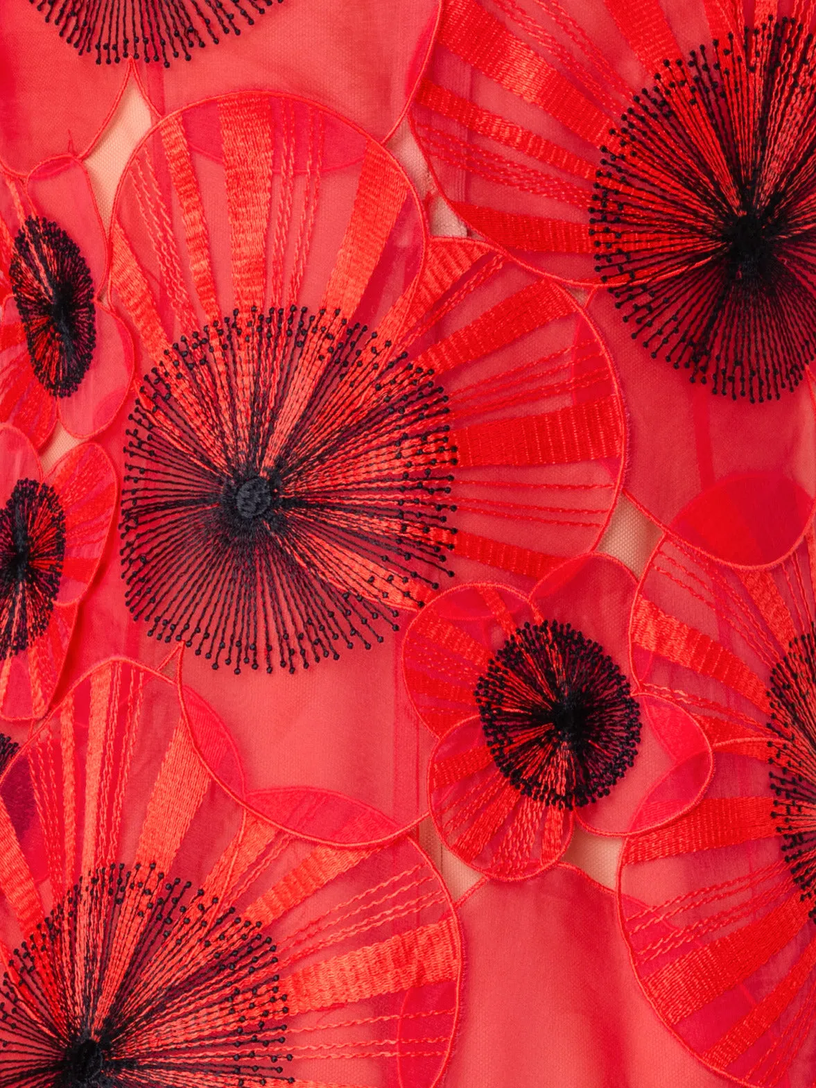 Short Sheath Dress with Poppy Embroidery