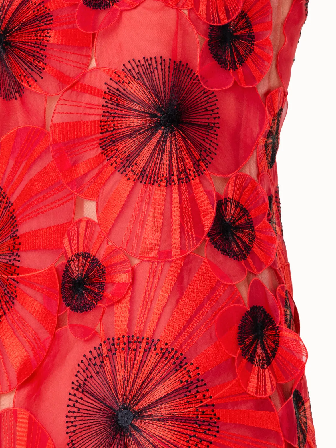 Short Sheath Dress with Poppy Embroidery