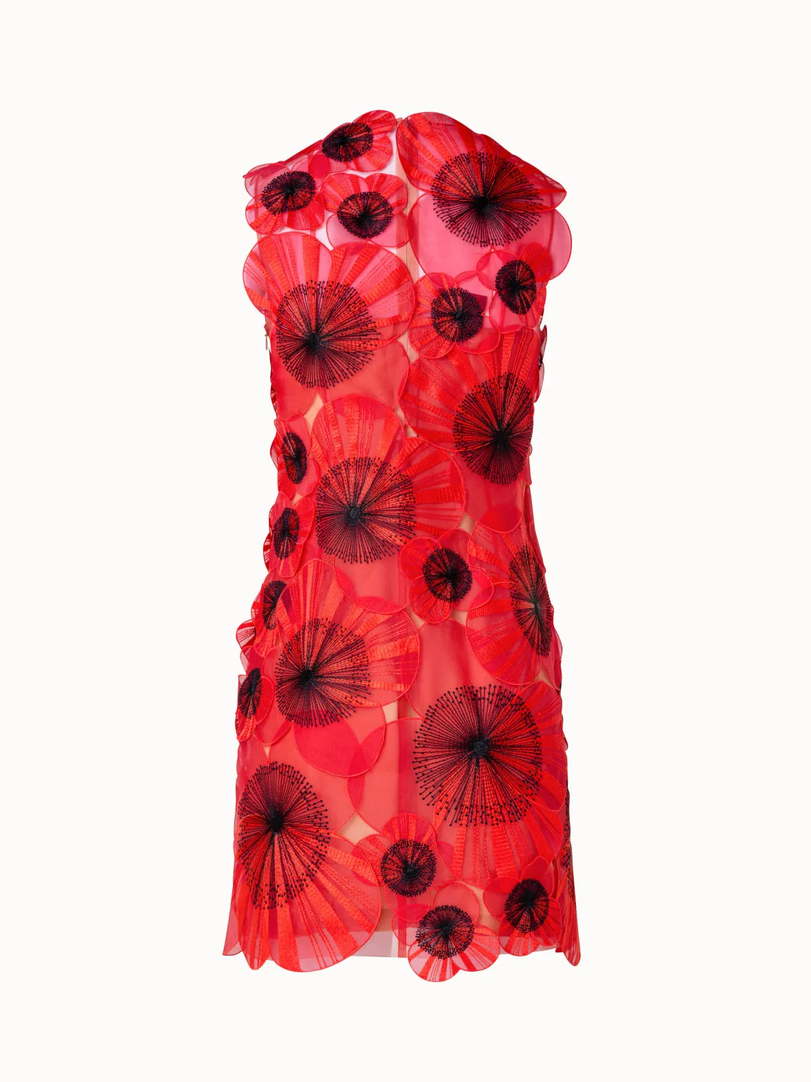 Short Sheath Dress with Poppy Embroidery
