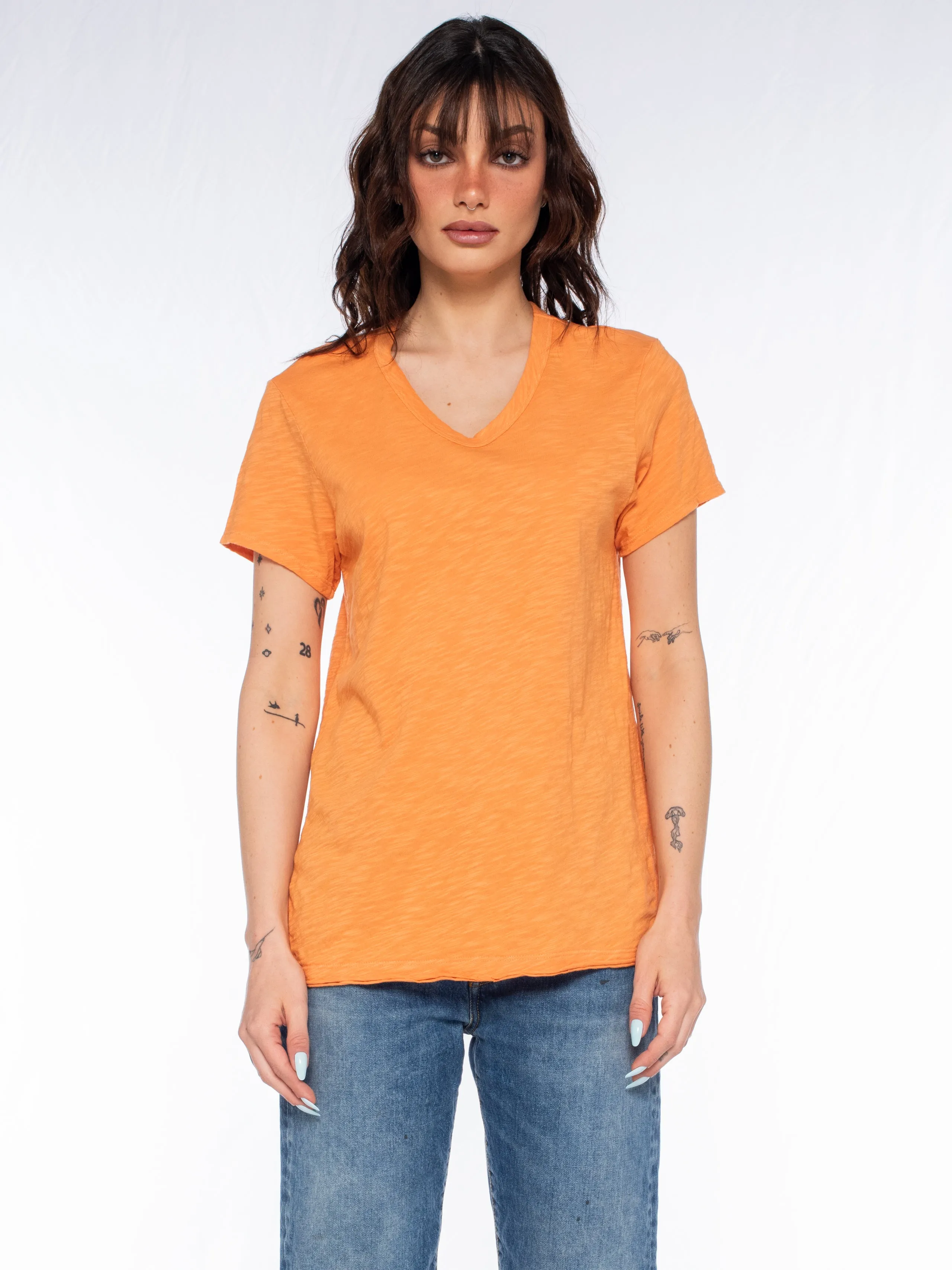 Shrunken Scoopy Neck Ruffled Slits