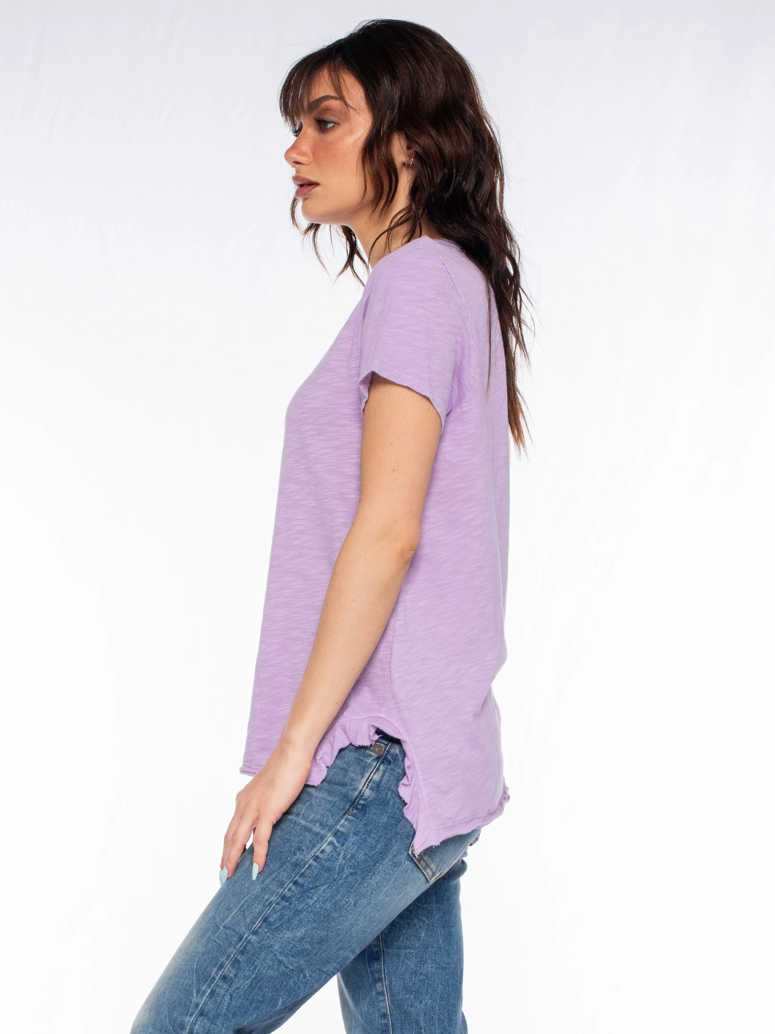 Shrunken Scoopy Neck Ruffled Slits