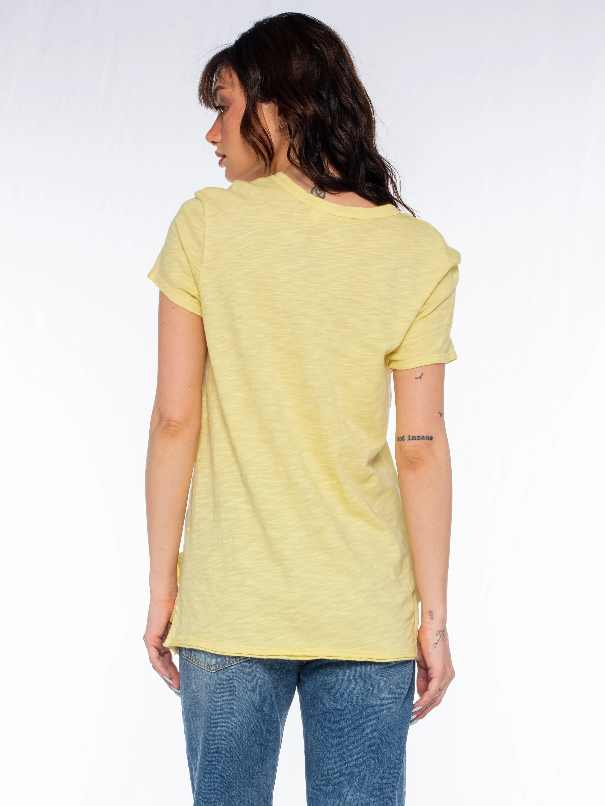 Shrunken Scoopy Neck Ruffled Slits