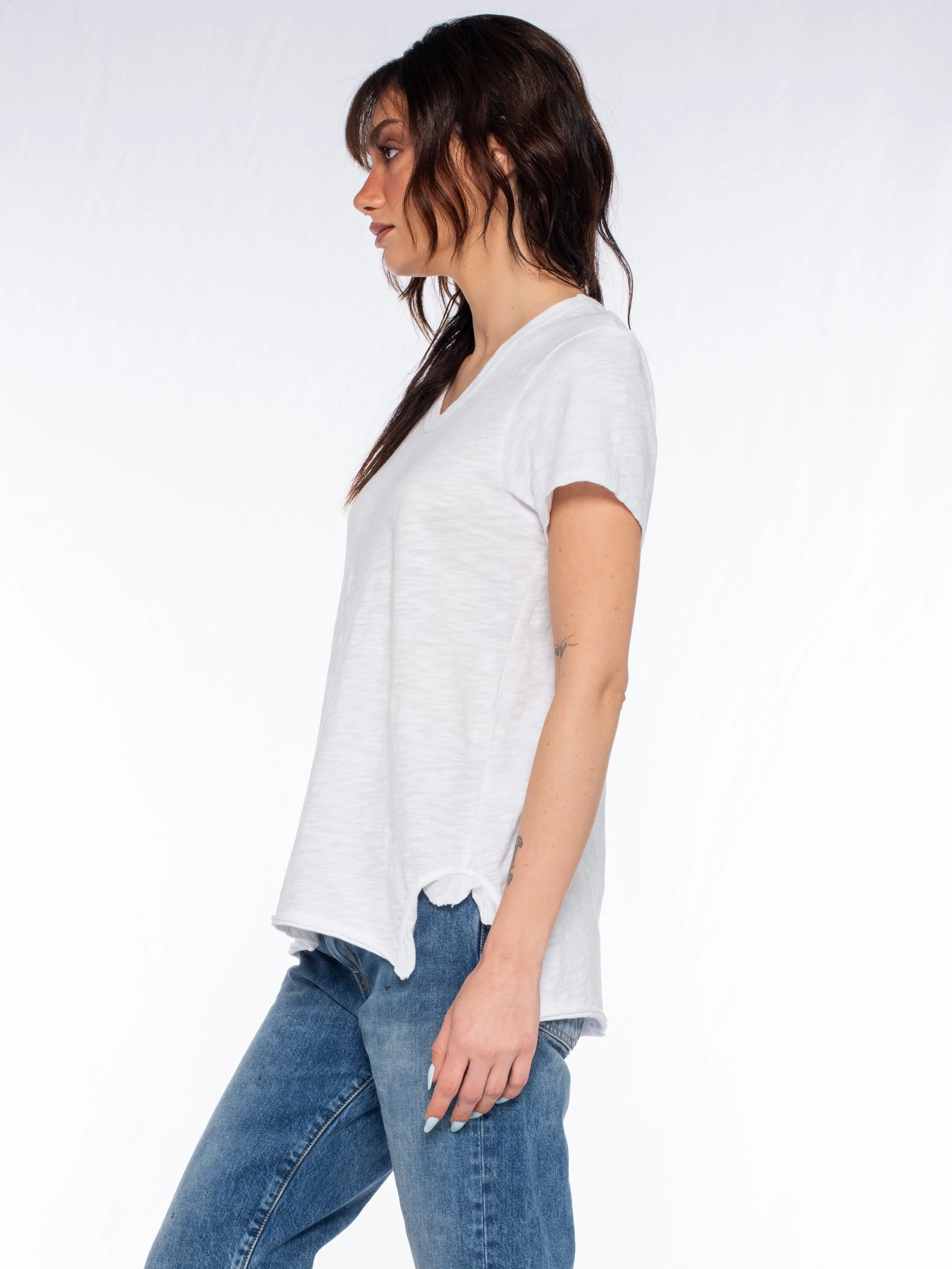 Shrunken Scoopy Neck Ruffled Slits