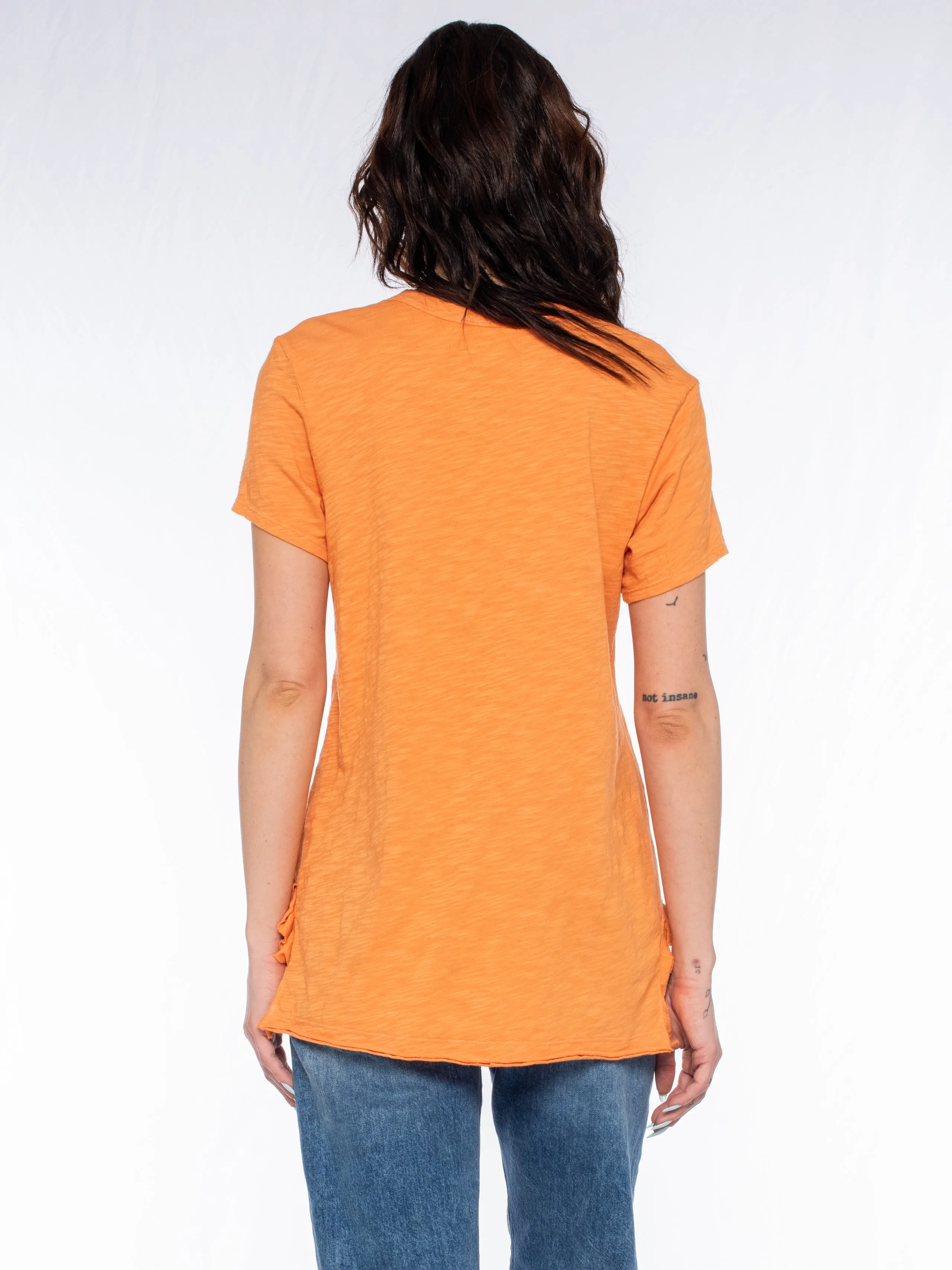 Shrunken Scoopy Neck Ruffled Slits