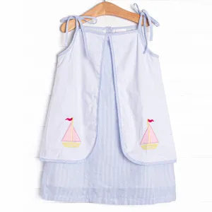 Sight to Sea Applique Dress, Blue