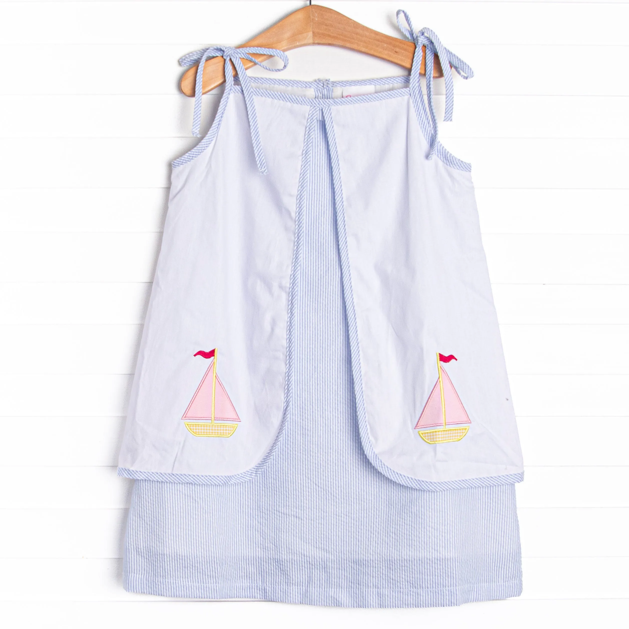 Sight to Sea Applique Dress, Blue