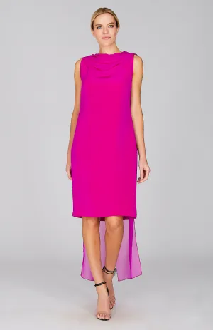 Silk Dress w/Draped Chiffon Scarf