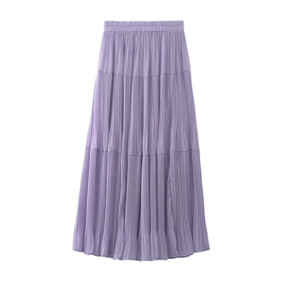 Silk pleated skirt