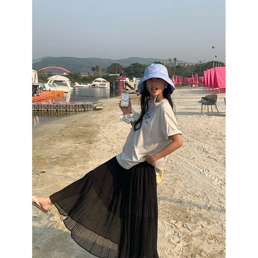 Silk pleated skirt