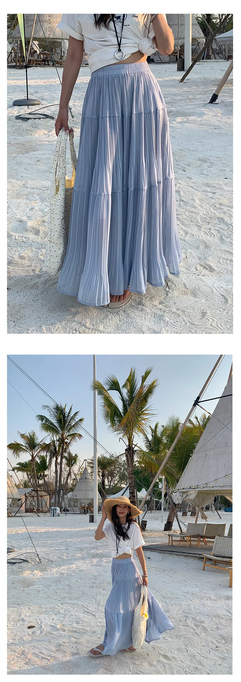 Silk pleated skirt