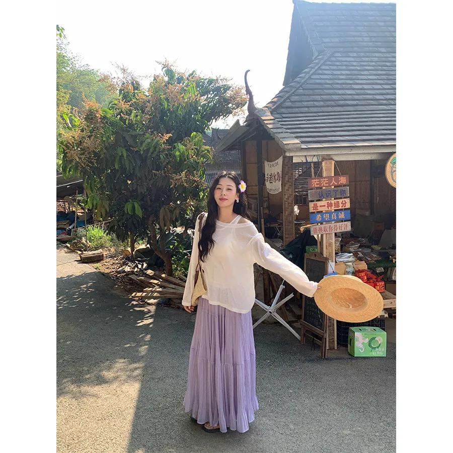 Silk pleated skirt