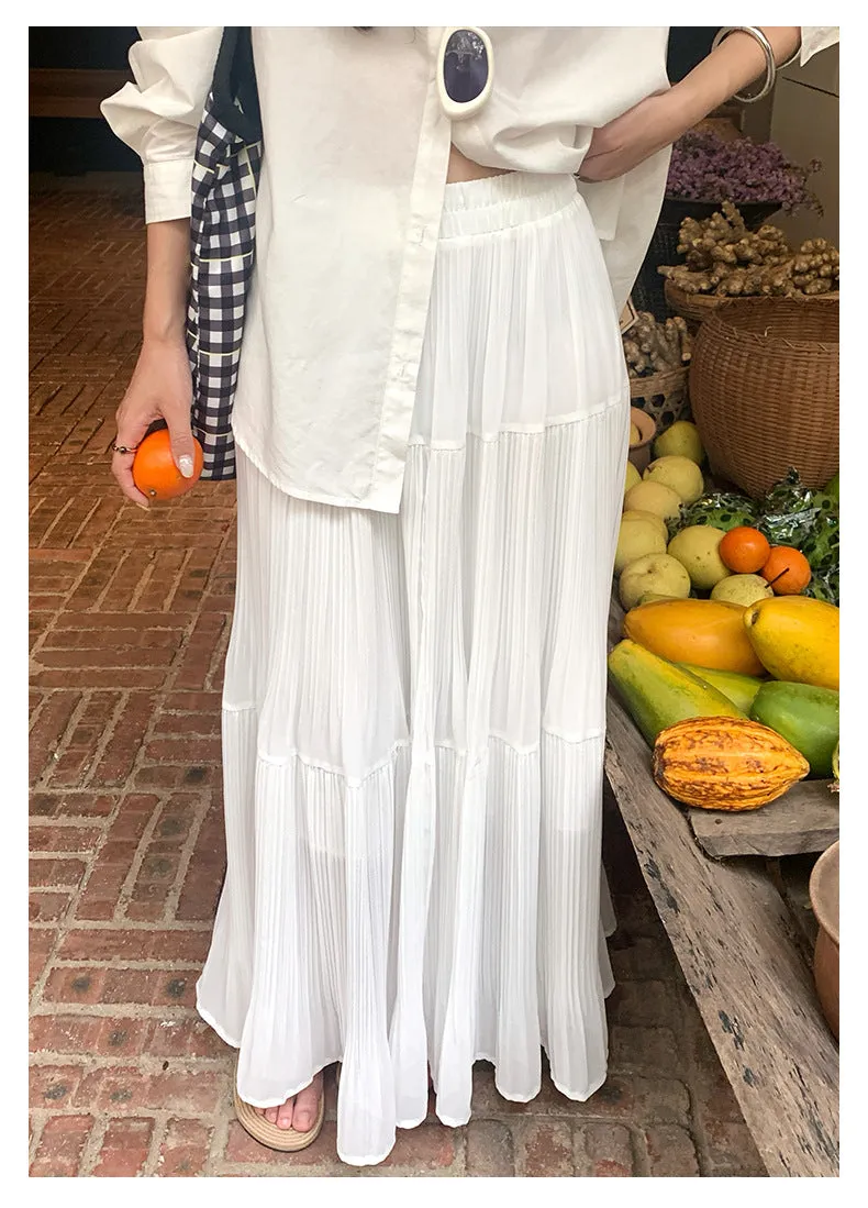 Silk pleated skirt