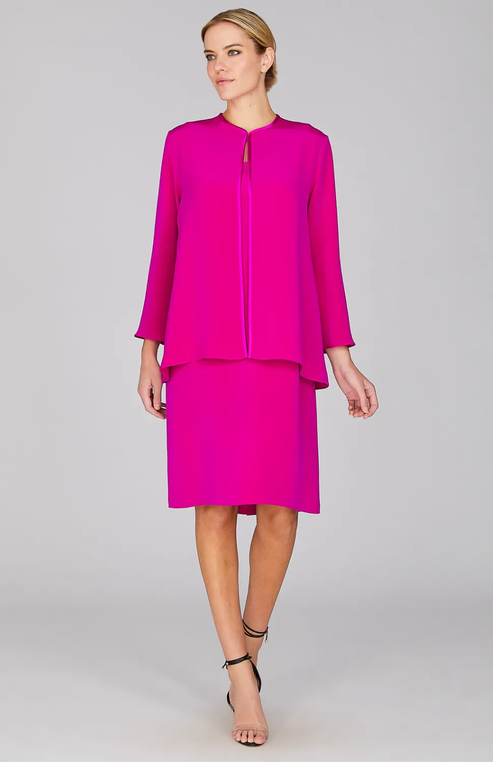Silk Scoop Neck Sheath Dress