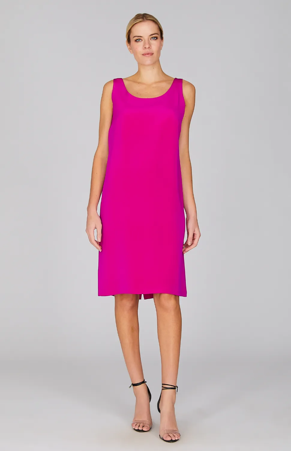 Silk Scoop Neck Sheath Dress