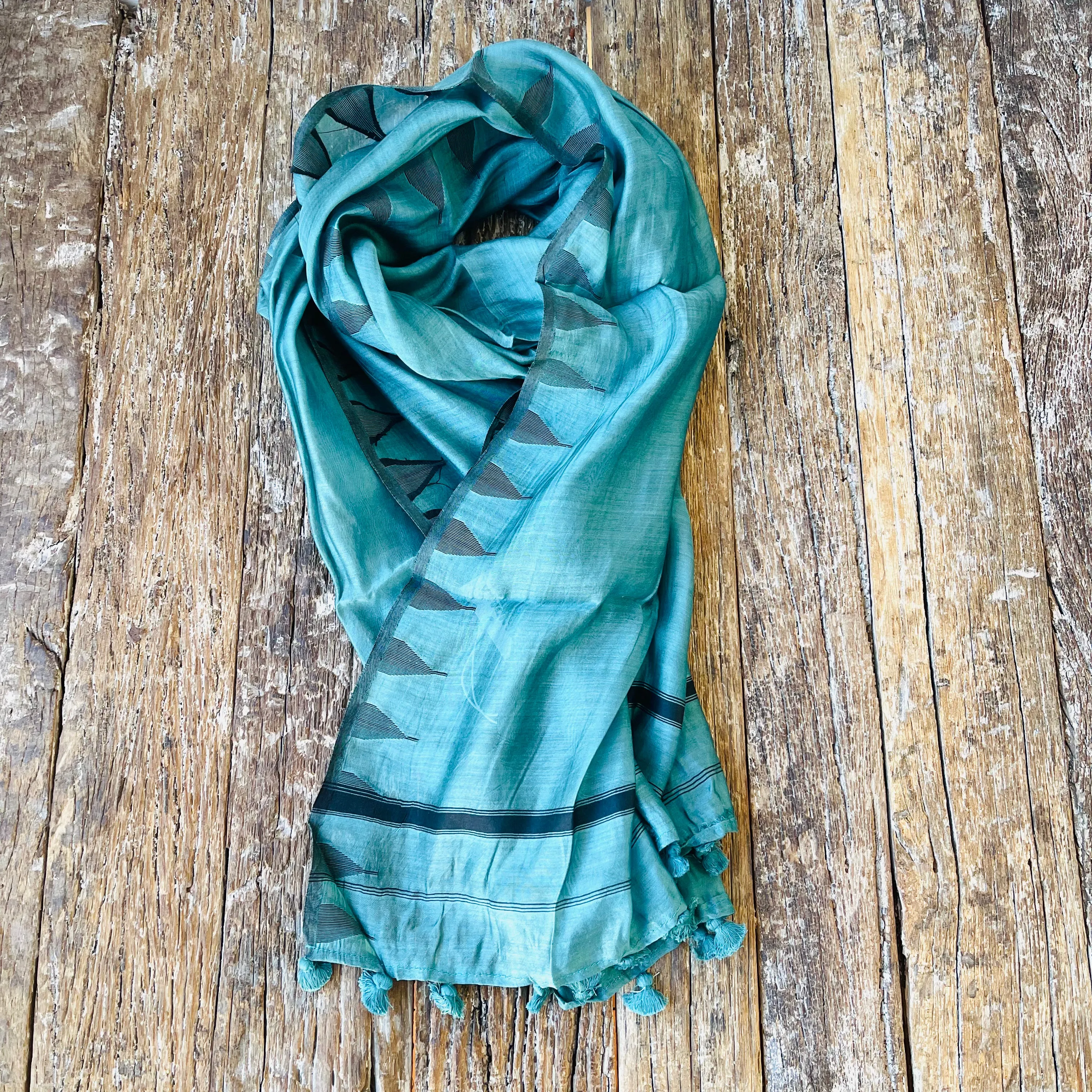 SILK TASSELED SCARF