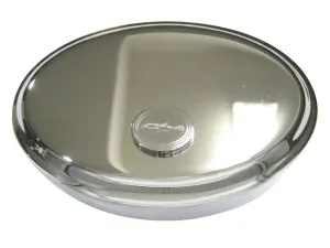 Silver Toned Etched Oval Puffer Fish Oval Trinket Jewelry Box