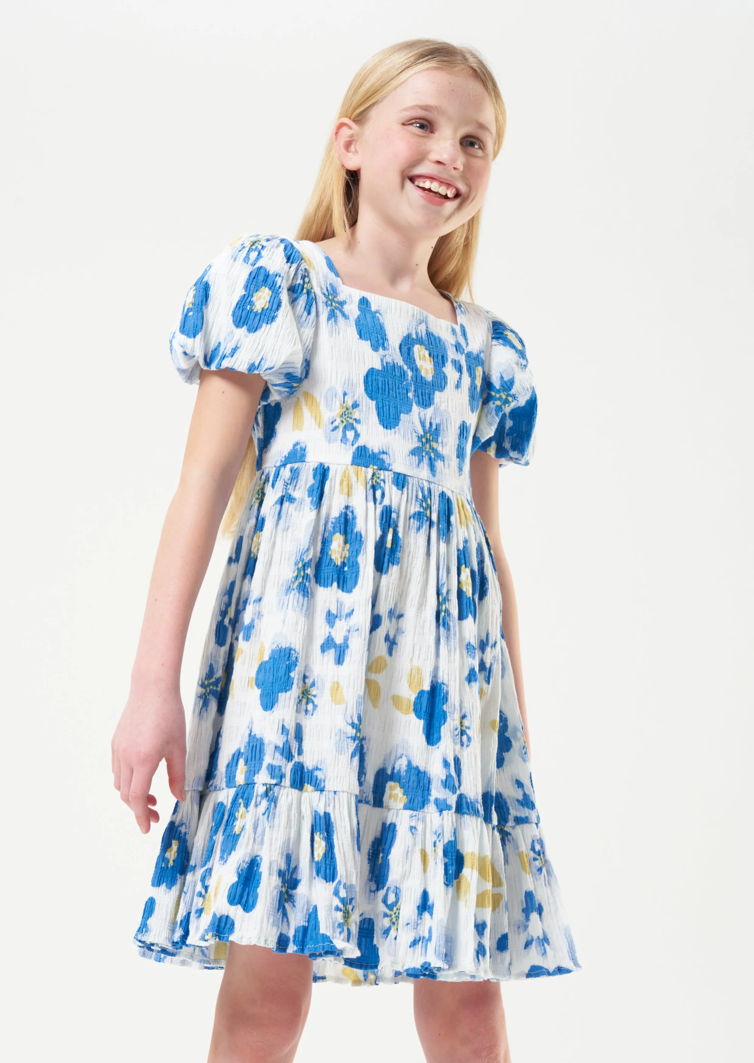 Simone Printed Seersucker Dress