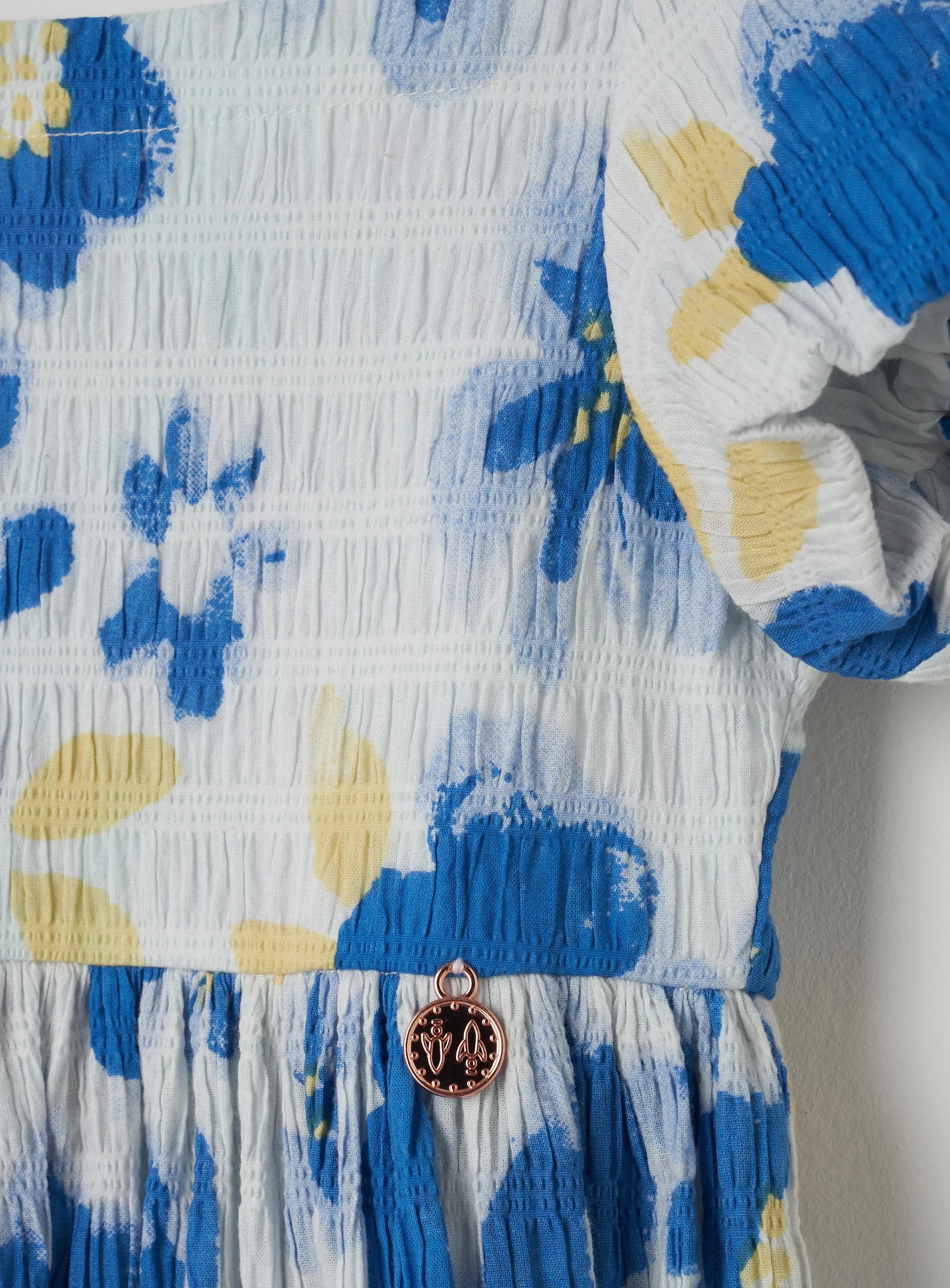Simone Printed Seersucker Dress